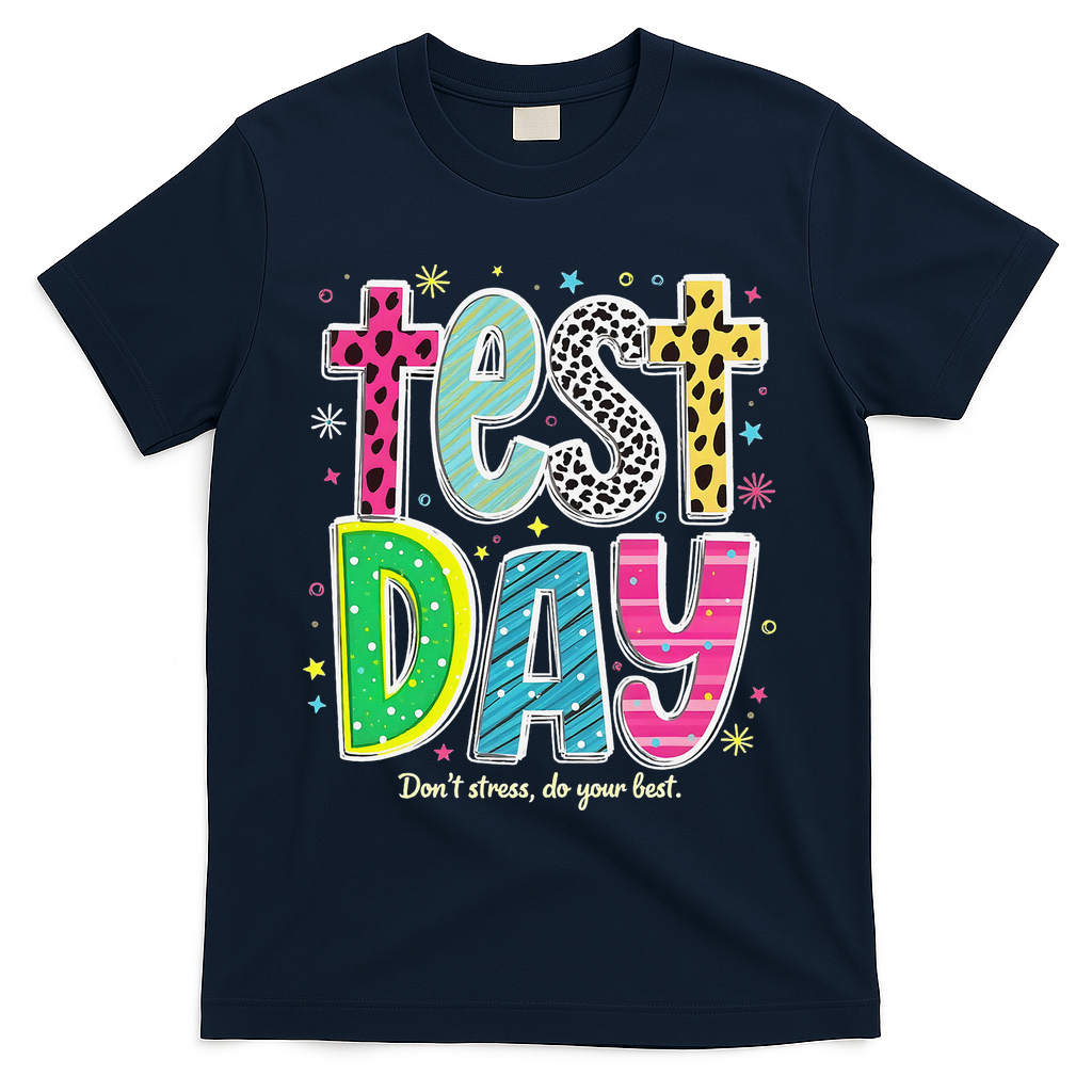 Its Test Day Preppy Teacher Dont Stress Do Your Best T-Shirt - Navy