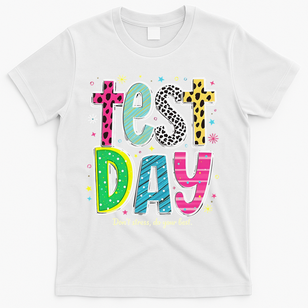 Its Test Day Preppy Teacher Dont Stress Do Your Best T-Shirt - White