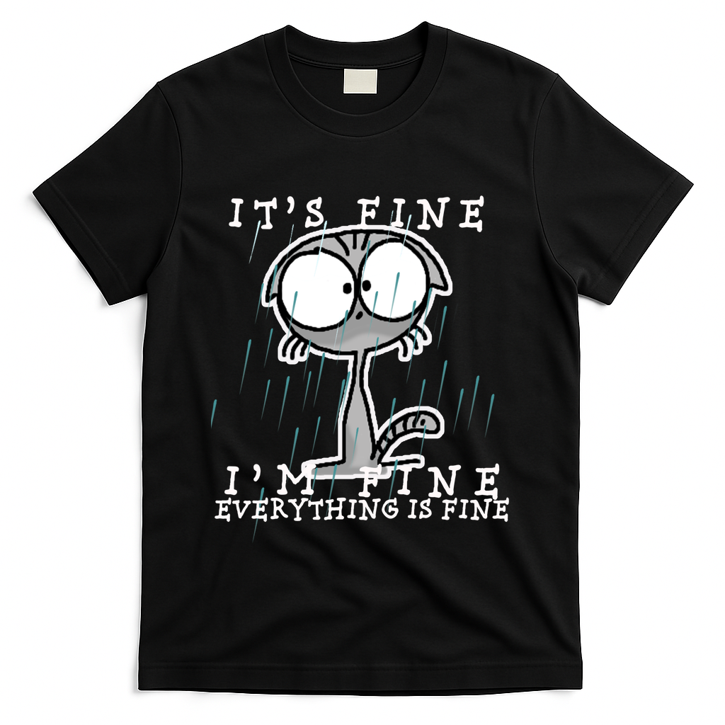It's Fine I'm Fine Everything Is Fine Cat  T-Shirt