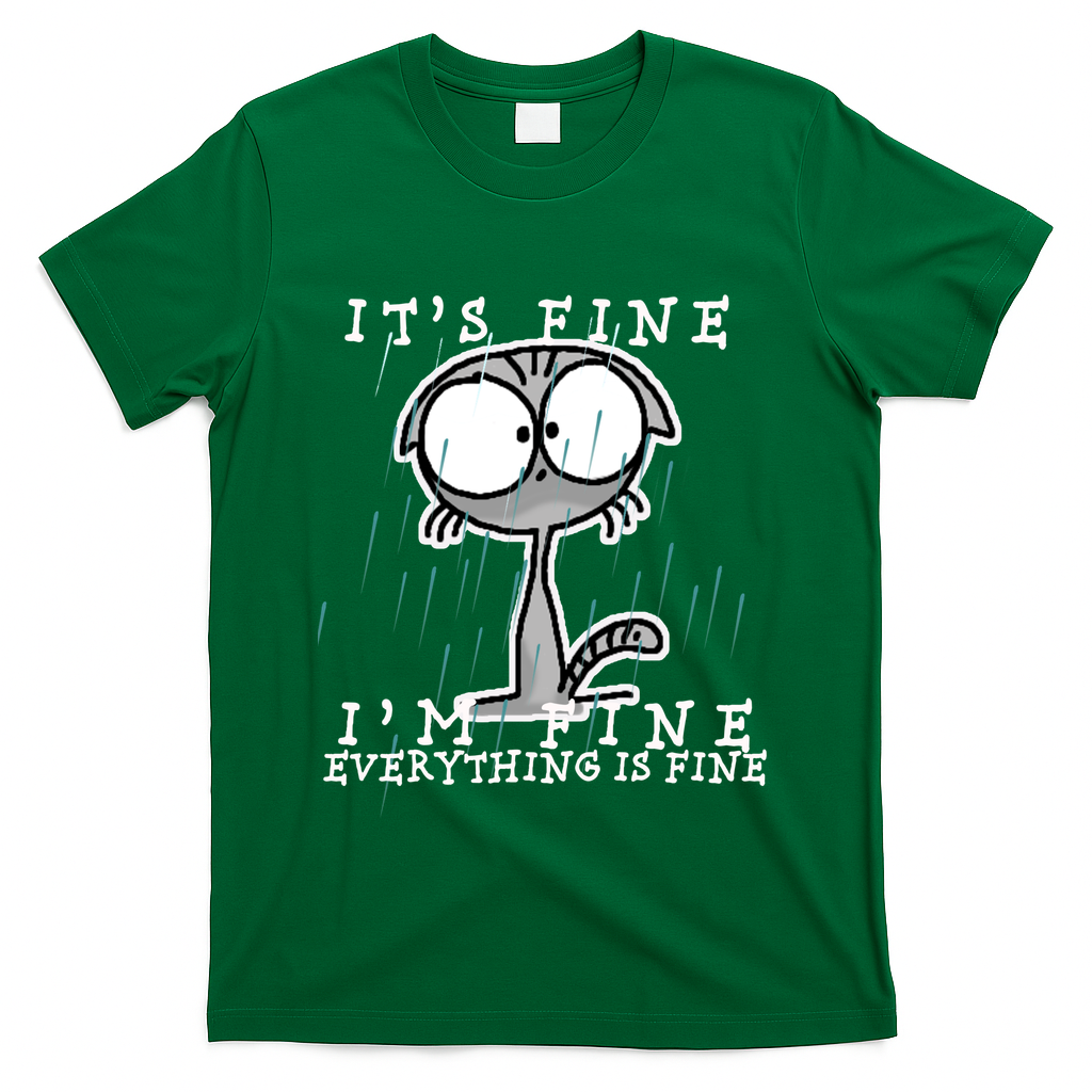 It's Fine I'm Fine Everything Is Fine Cat  T-Shirt