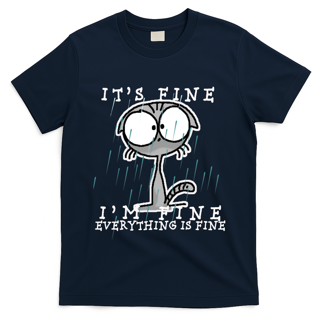 It's Fine I'm Fine Everything Is Fine Cat  T-Shirt