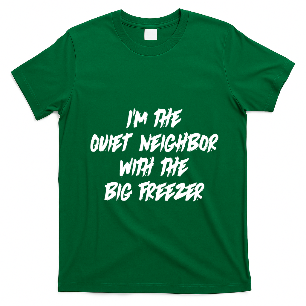 Im The Quiet Neighbor With The Big Freezer Funny Halloween T-Shirt - Irish Green