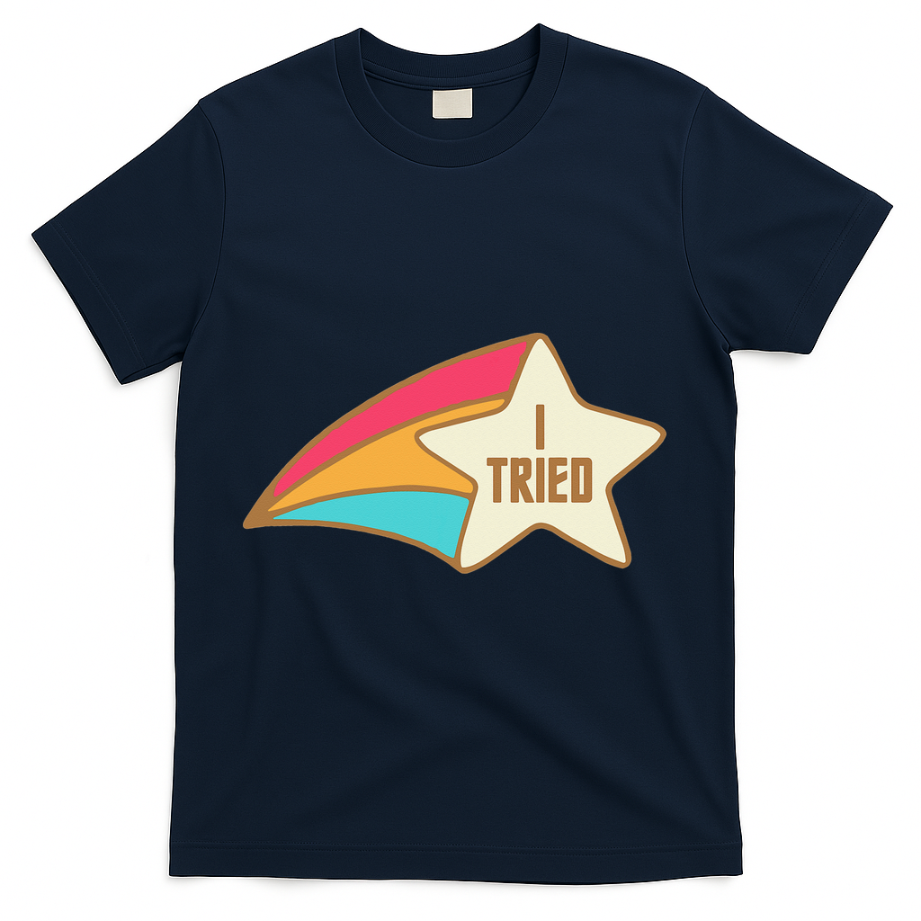 I Tried Star Award Test Day Testing Day Exam For Students T-Shirt - Navy