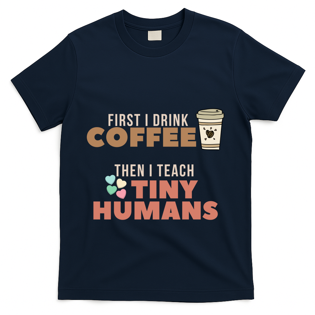 I Teach Tiny Hu Back To School Preschool Daycare Teacher Cool Gift T-Shirt - Navy