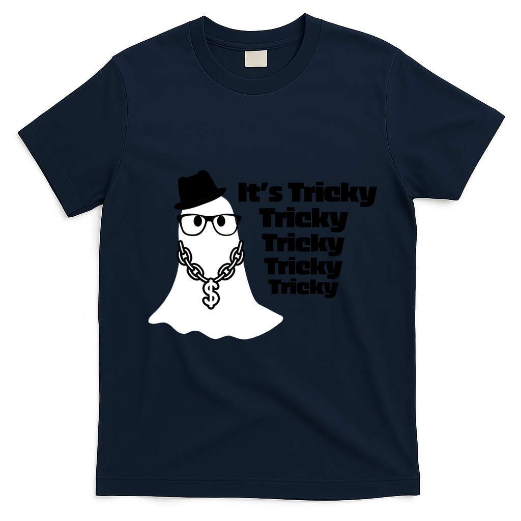 Its Tricky Tricky Tricky Ghost Boo Its Tricky Halloween T-Shirt - Navy Blue