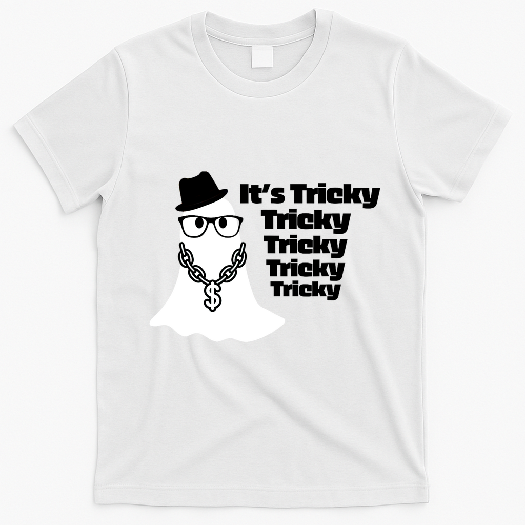 Its Tricky Tricky Tricky Ghost Boo Its Tricky Halloween T-Shirt - White