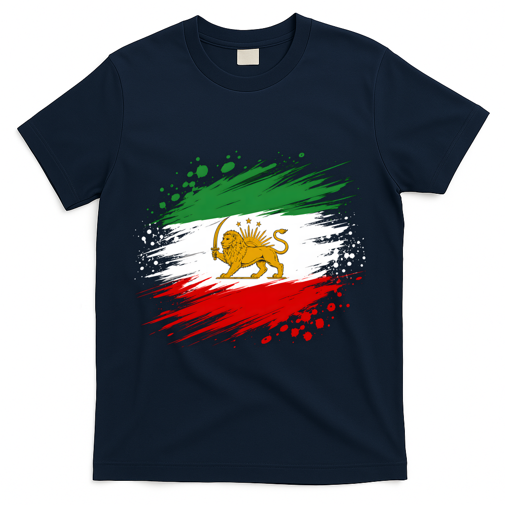Iran Vintage Persian Lion And Sun Flag T-Shirt - Navy
