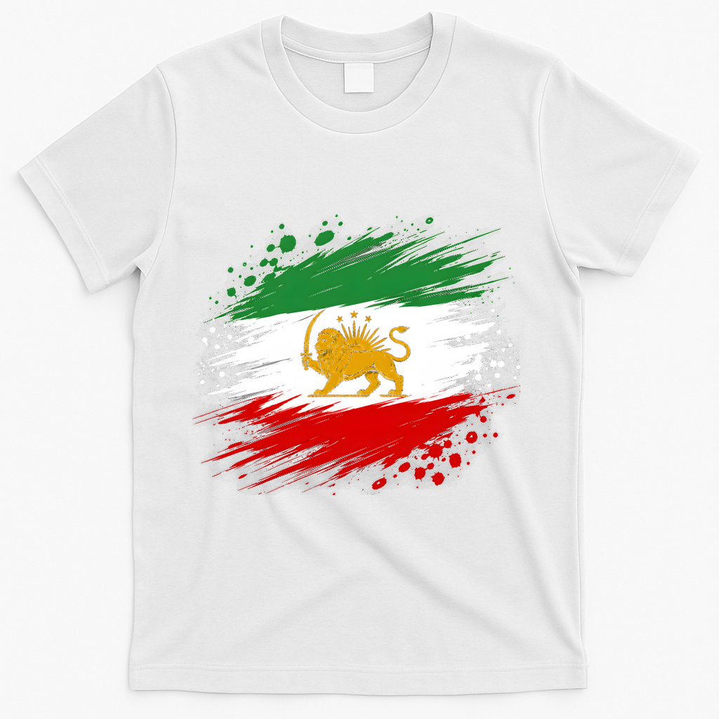 Iran Vintage Persian Lion And Sun Flag T-Shirt - White