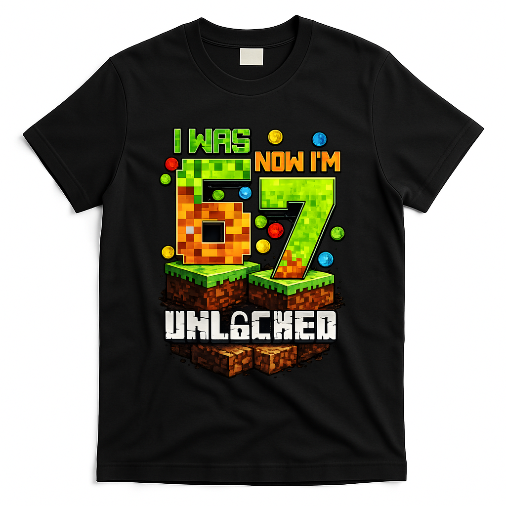 I Was 6 Now I'm 7 Pixel Game Unlocked Gamer 7th Birthday  T-Shirt