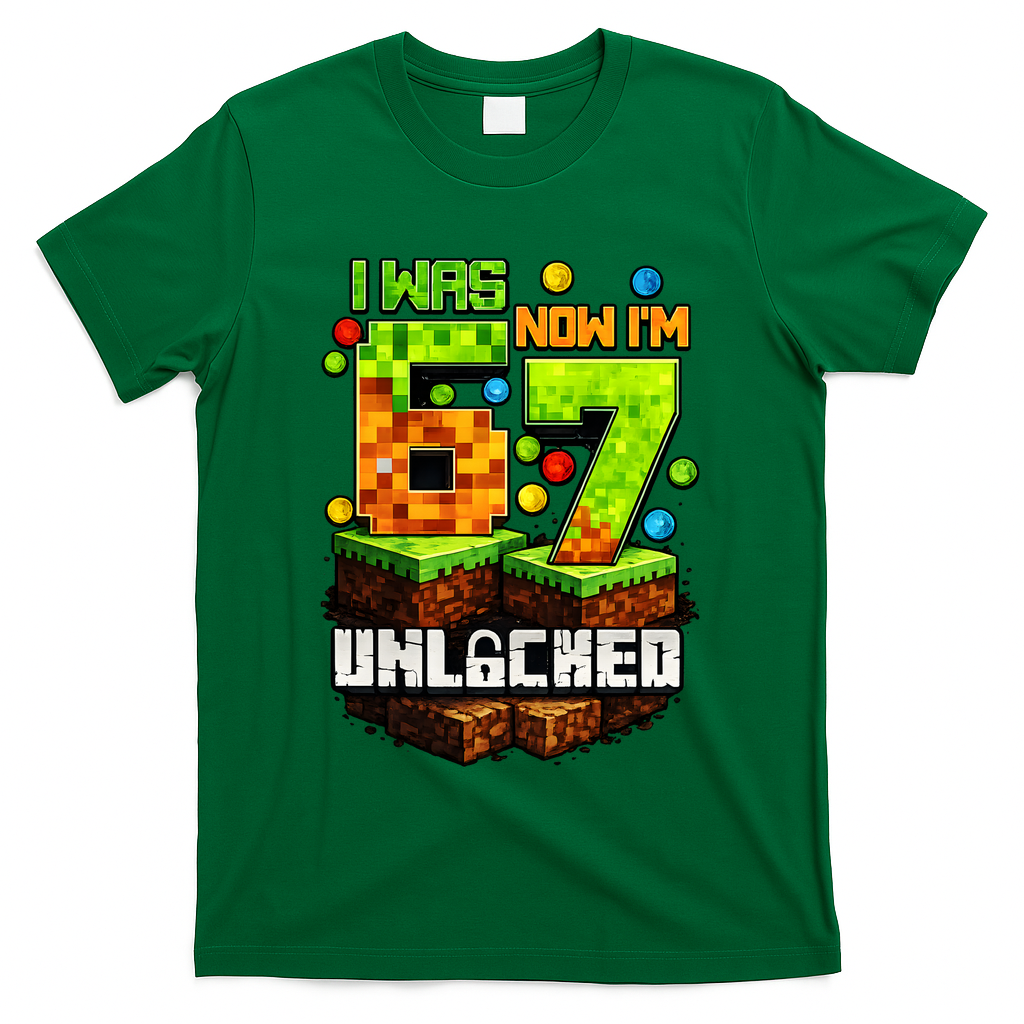 I Was 6 Now I'm 7 Pixel Game Unlocked Gamer 7th Birthday  T-Shirt