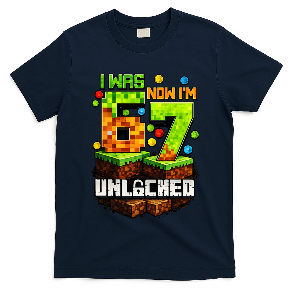 I Was 6 Now I'm 7 Pixel Game Unlocked Gamer 7th Birthday  T-Shirt