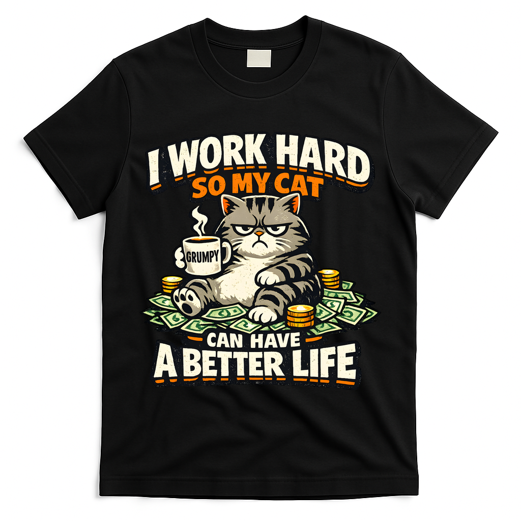 I Work Hard So My Cat Can Have A Better Life Cat Humor T-Shirt