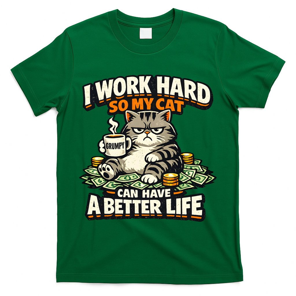 I Work Hard So My Cat Can Have A Better Life Cat Humor T-Shirt
