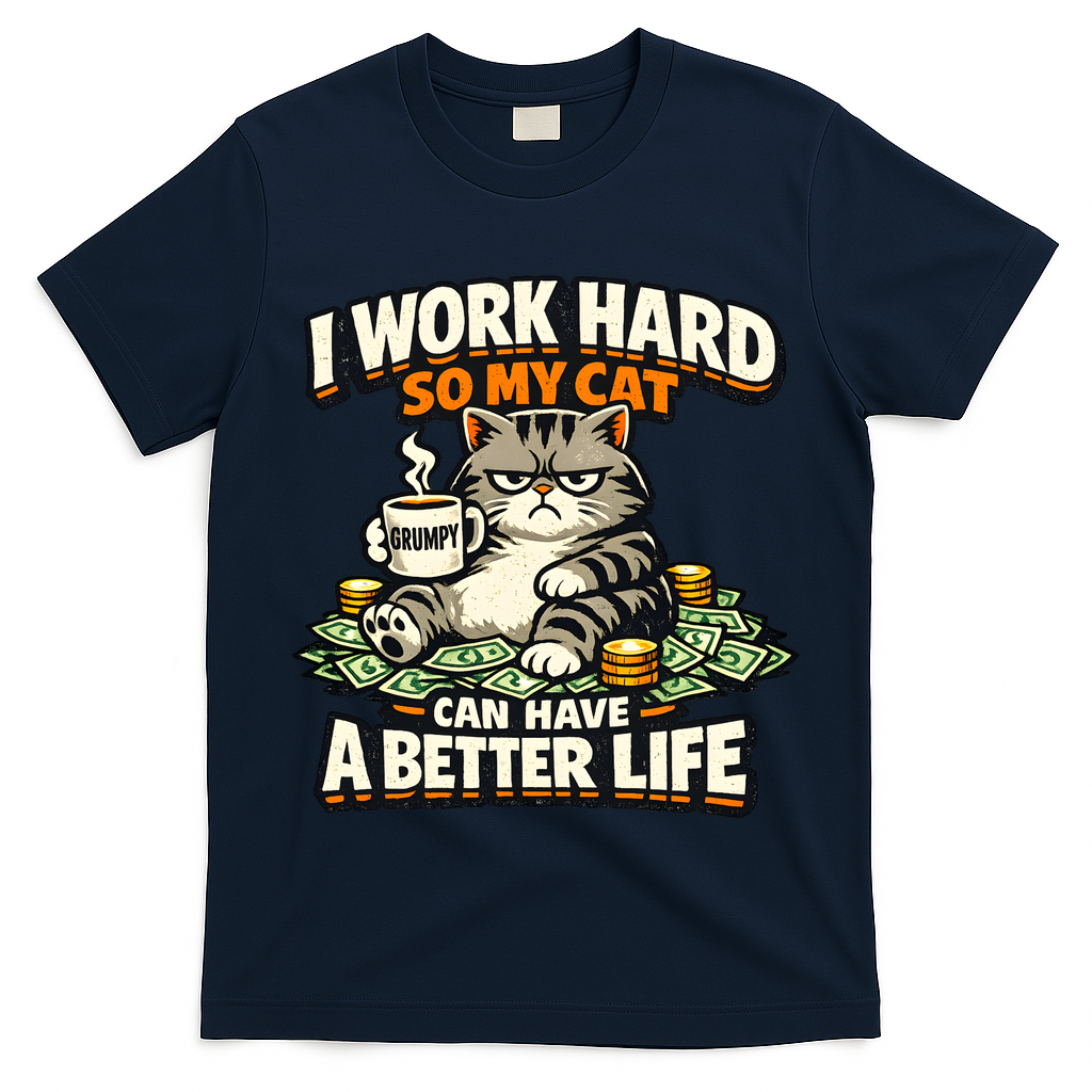 I Work Hard So My Cat Can Have A Better Life Cat Humor T-Shirt