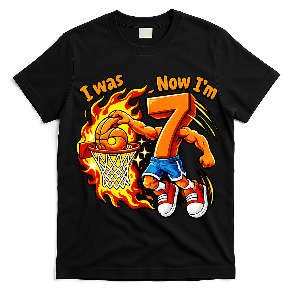 I Was I Was 6 Now I'm 7 Basketball 67 Birthday  T-Shirt