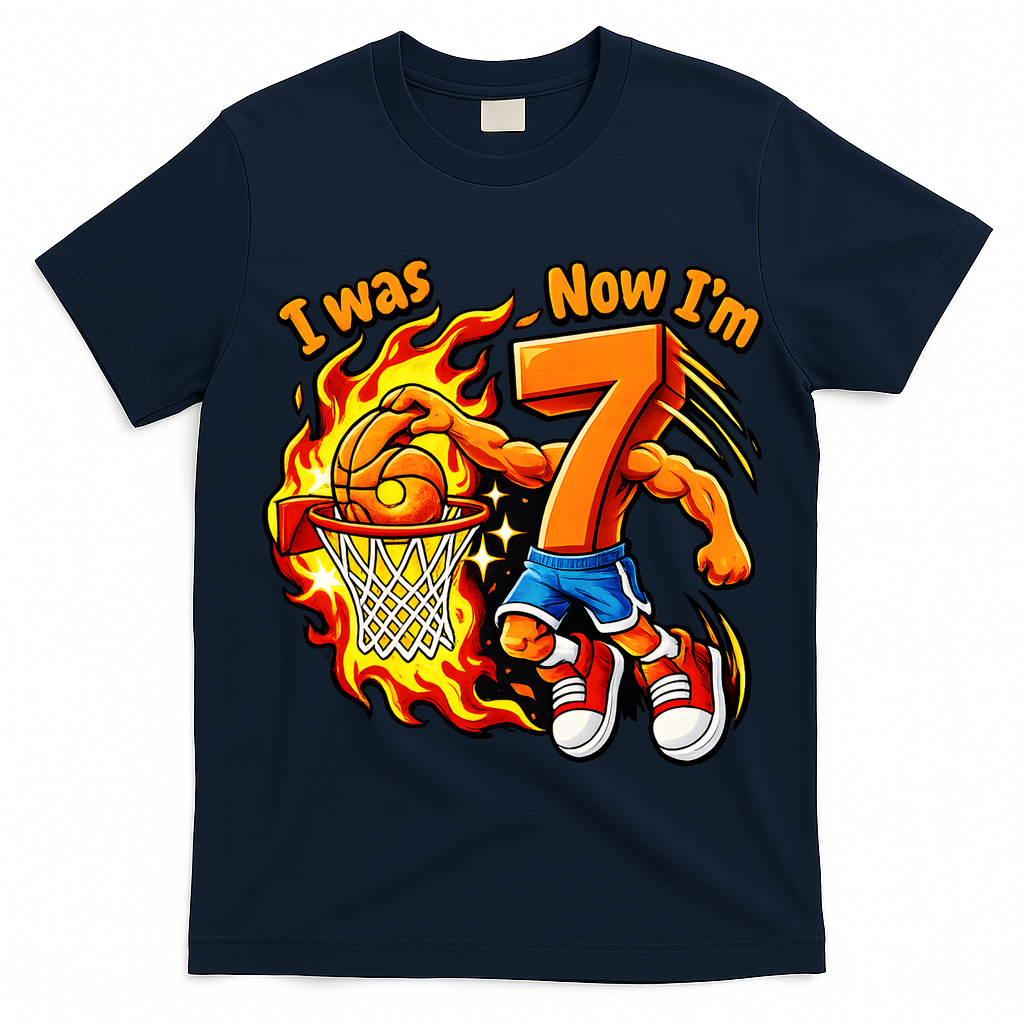 I Was I Was 6 Now I'm 7 Basketball 67 Birthday  T-Shirt