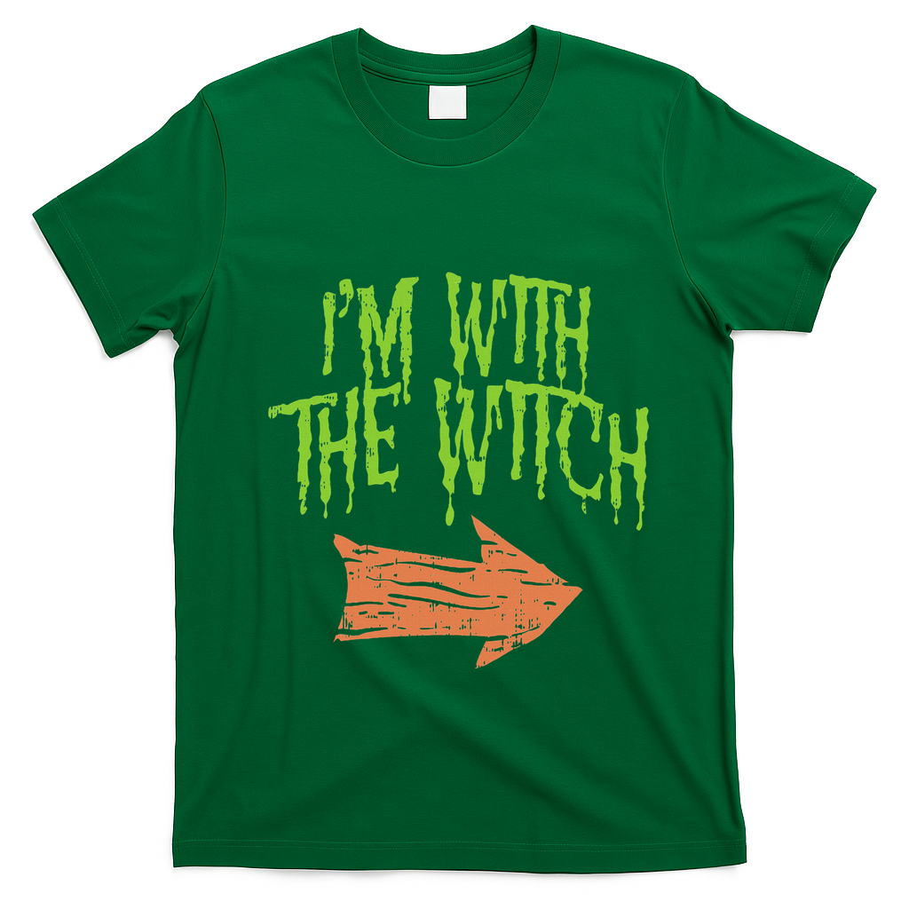 Im With The Witch Husband Halloween Costume Couple T-Shirt - Irish Green