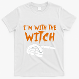 Im With The Witch Funny Matching Halloween Couples Costume Gift T-Shirt - White