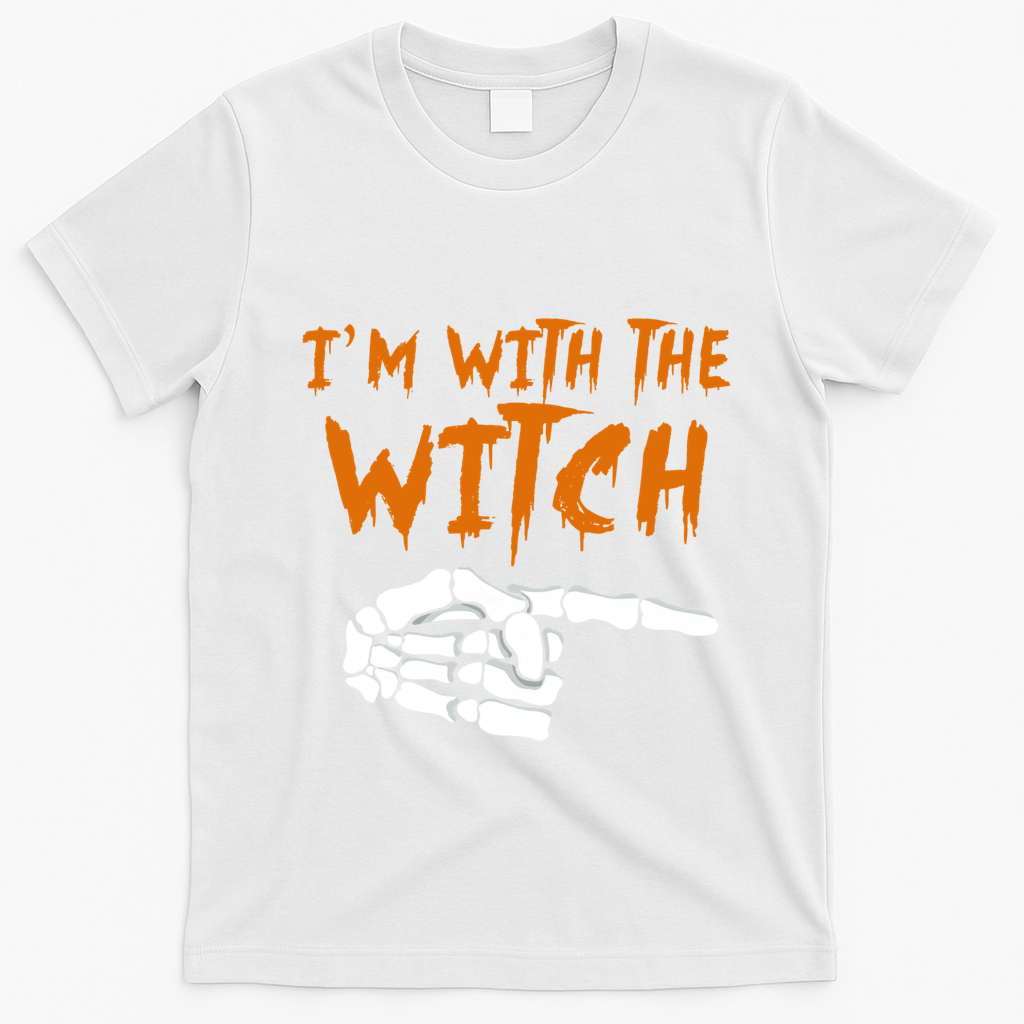 Im With The Witch Funny Matching Halloween Couples Costume Gift T-Shirt - White