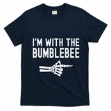 IM With The Bumblebee Funny Skeleton Halloween Couples T-Shirt - Navy Blue