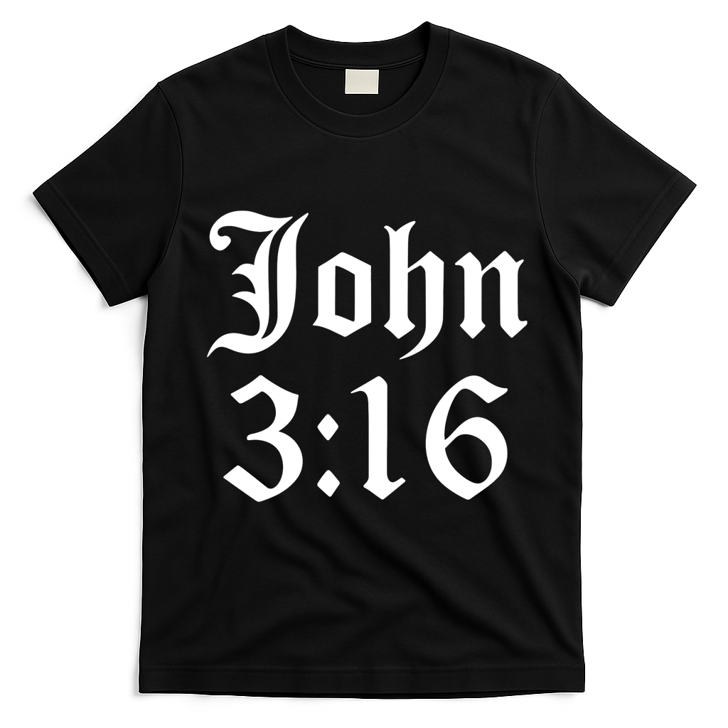 John 3:16 Christian Faith Inspirational T-Shirt - Black