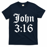 John 3:16 Christian Faith Inspirational T-Shirt - Navy Blue