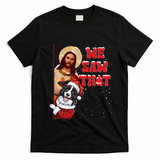 Jesus And Border Collie We Saw That Funny Christmas T-Shirt - Black