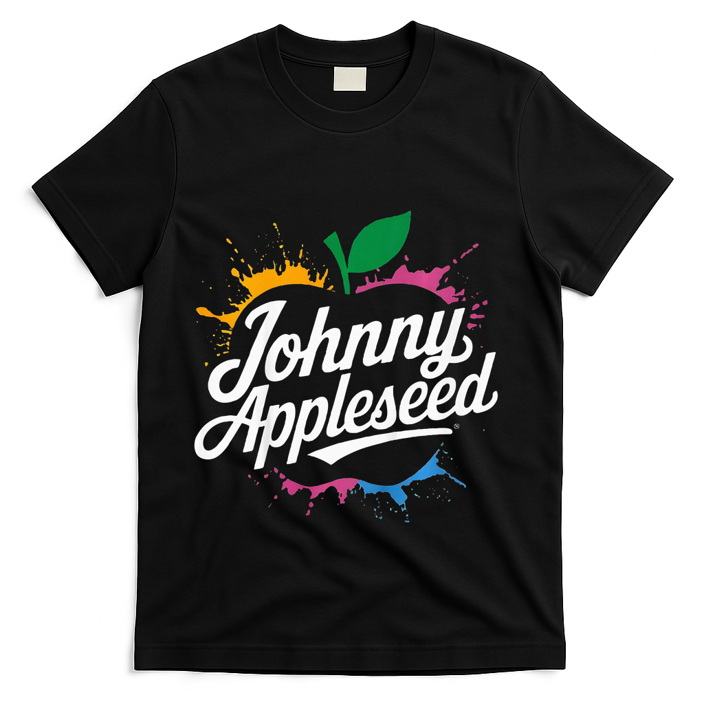 Johnny Appleseed Costume Celebrate Apples Farmer T-Shirt - Black