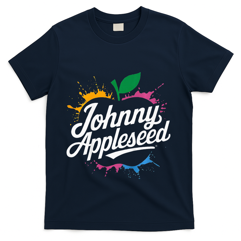 Johnny Appleseed Costume Celebrate Apples Farmer T-Shirt - Navy