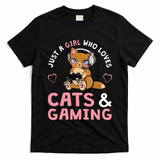 Just A Girl Who Loves Cats And Gaming Cute Gamer Cat T-Shirt
