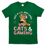 Just A Girl Who Loves Cats And Gaming Cute Gamer Cat T-Shirt