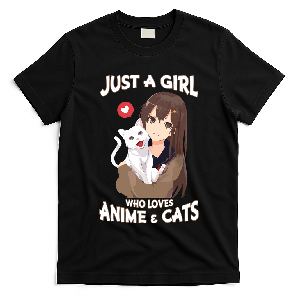 Just A Girl Who Loves Anime & Cats Cute Gifts T-Shirt