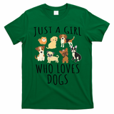 Just A Girl Who Loves Dogs Funny Puppy T-Shirt - Irish Green