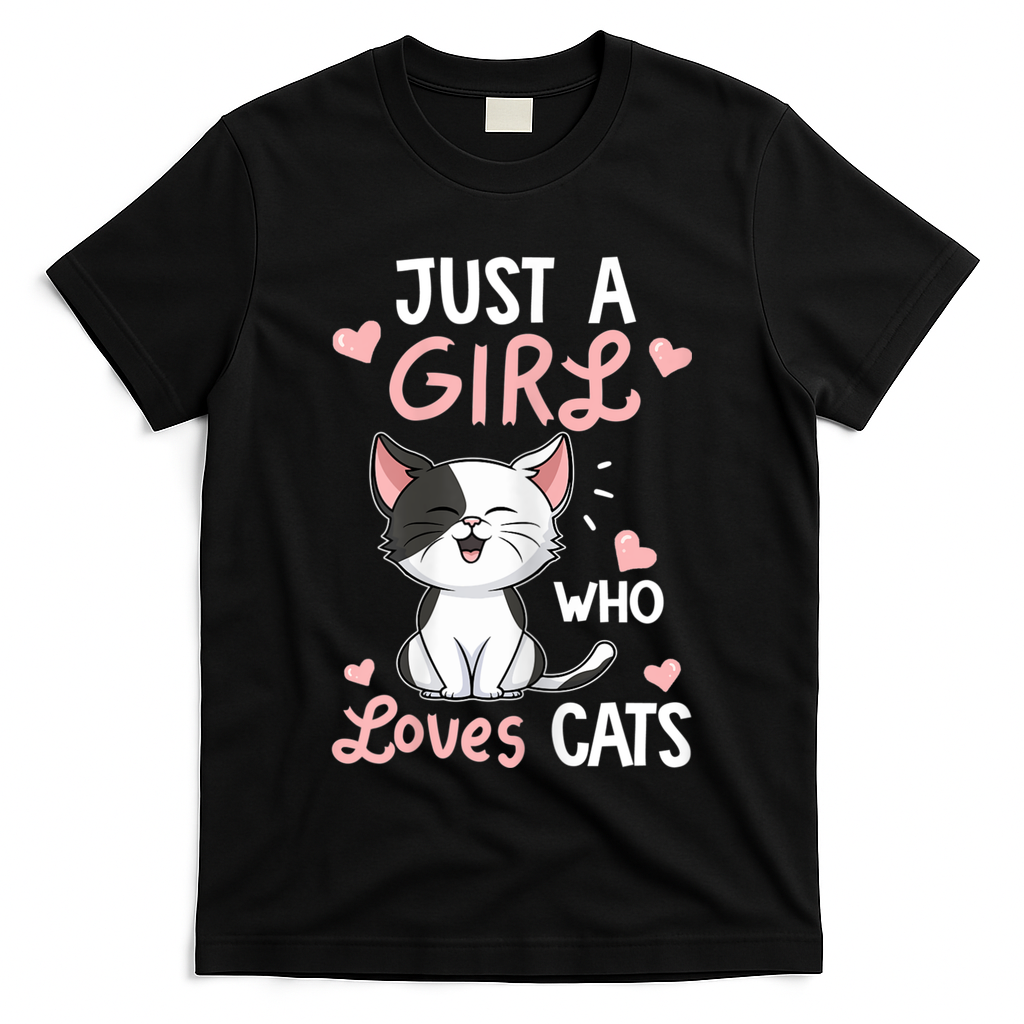 Just A Girl Who Loves Cats Tshirt Cute Cat Lover T-Shirt