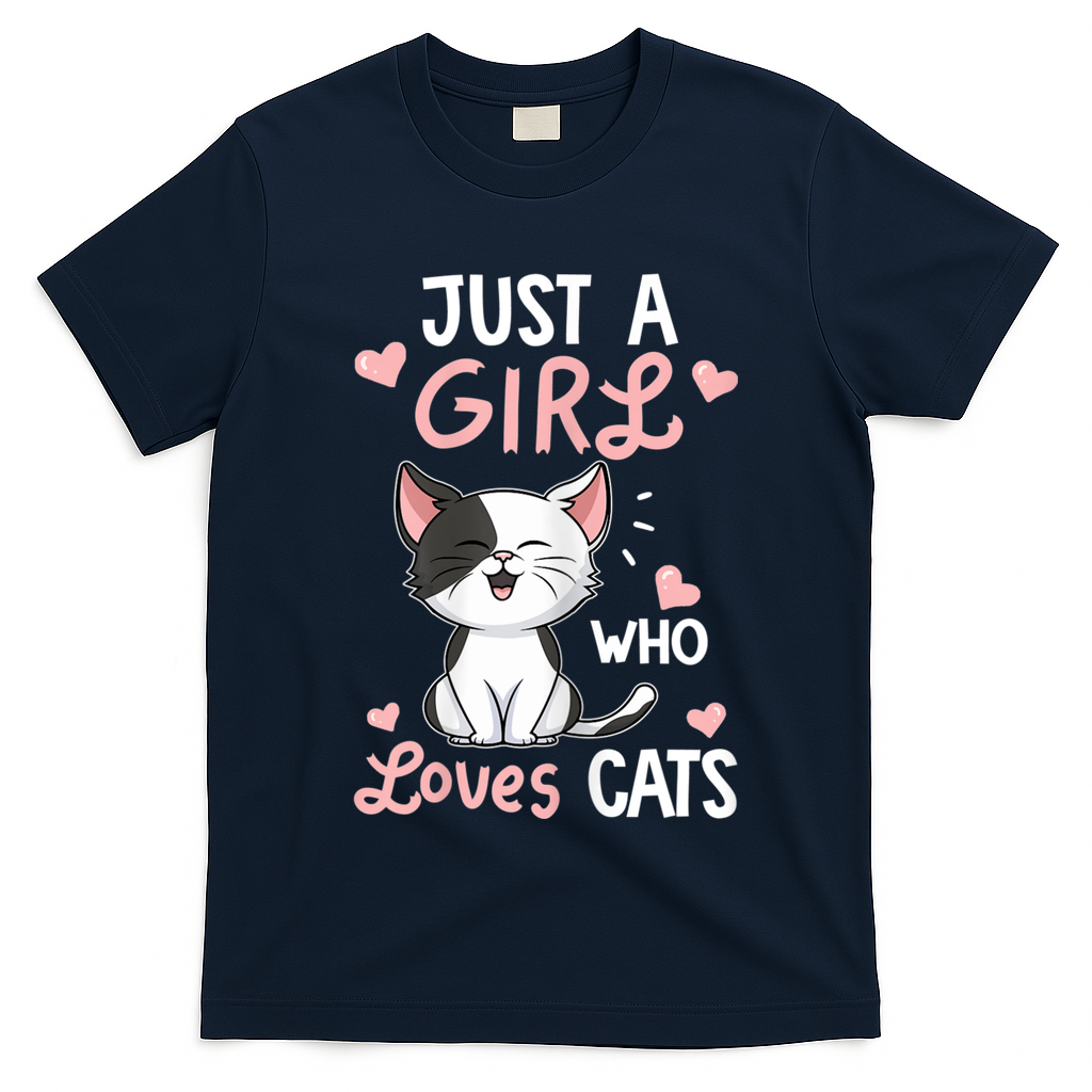 Just A Girl Who Loves Cats Tshirt Cute Cat Lover T-Shirt