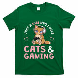 Just A Girl Who Loves Cats And Gaming Cute Gamer Cat T-Shirt
