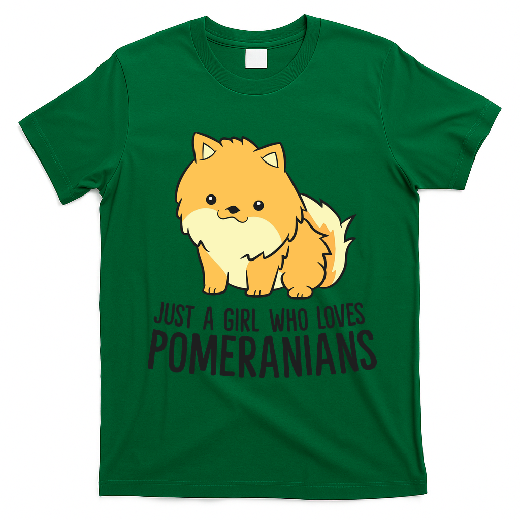 Just A Girl Who Loves Pomeranians Cute Pomeranian Dog T-Shirt - Irish Green
