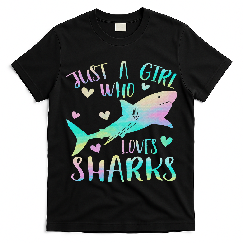 Just A Girl Who Loves Sharks Cute Shark Lover Themed T-Shirt