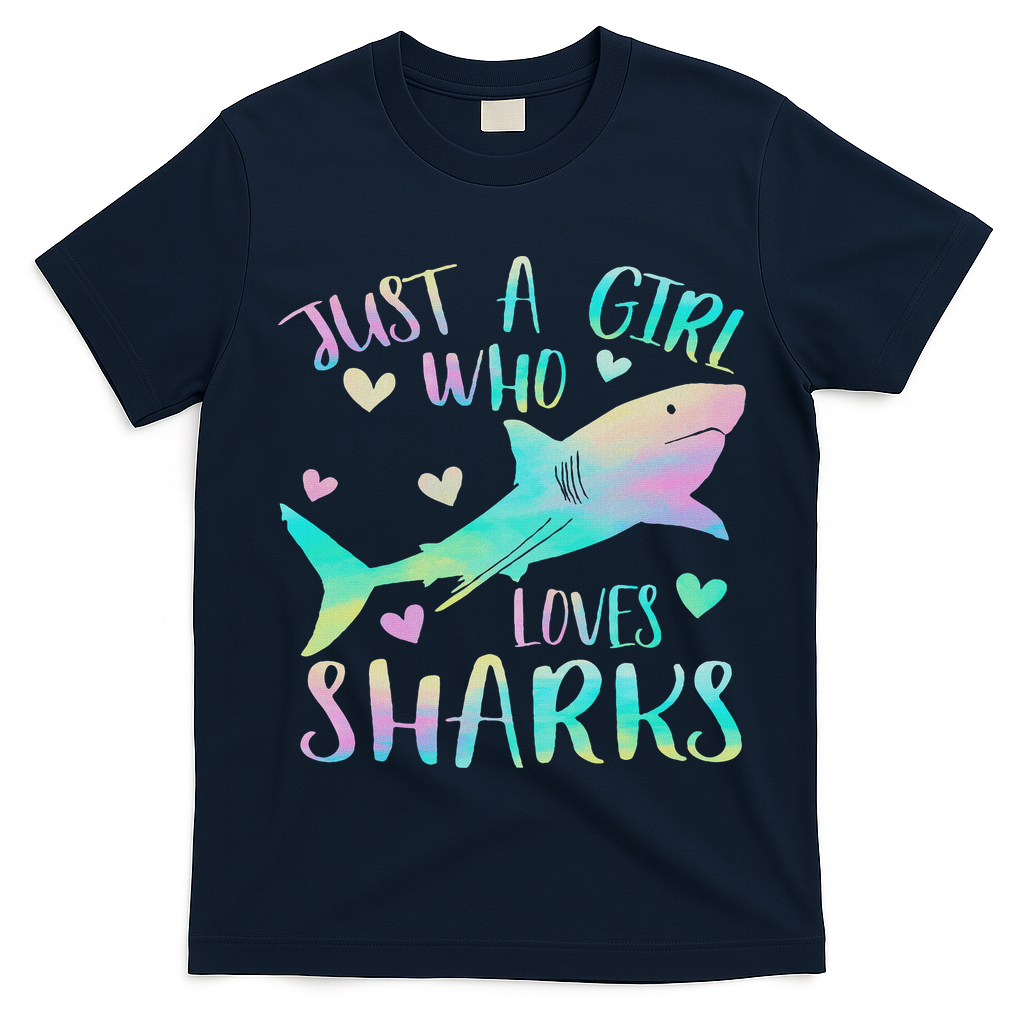 Just A Girl Who Loves Sharks Cute Shark Lover Themed T-Shirt
