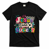 Jesus And Soccer Faith Inspired Graphic T-Shirt - Black