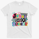 Jesus And Soccer Faith Inspired Graphic T-Shirt - White