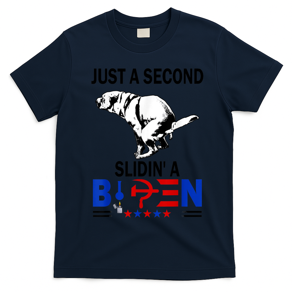 Just A Second Slidin' A Biden T-Shirt - Navy Blue