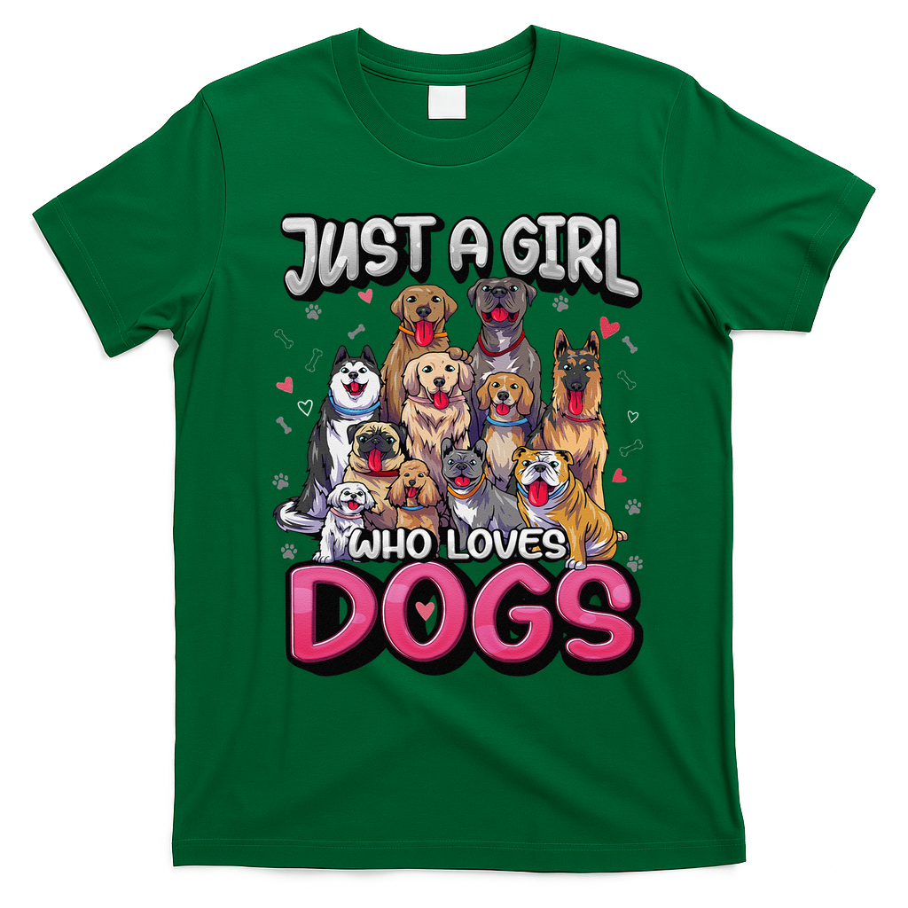 Just A Who Loves Dogs Funny Puppy Dog Lover T-Shirt - Irish Green