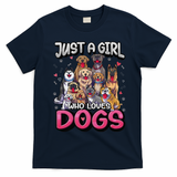 Just A Who Loves Dogs Funny Puppy Dog Lover T-Shirt - Navy Blue