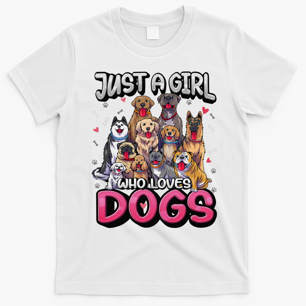 Just A Who Loves Dogs Funny Puppy Dog Lover T-Shirt - White