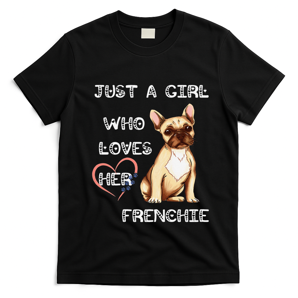 Just A Who Loves Her Frenchie Lover French Bulldog Dog T-Shirt - Black