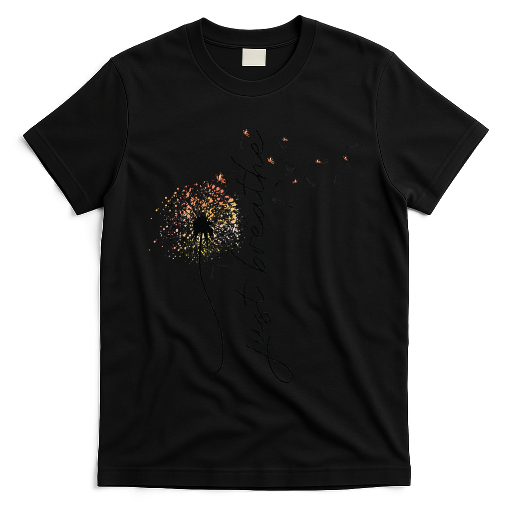 Just Breathe Dandelion And Buterflies Summer Top T-Shirt