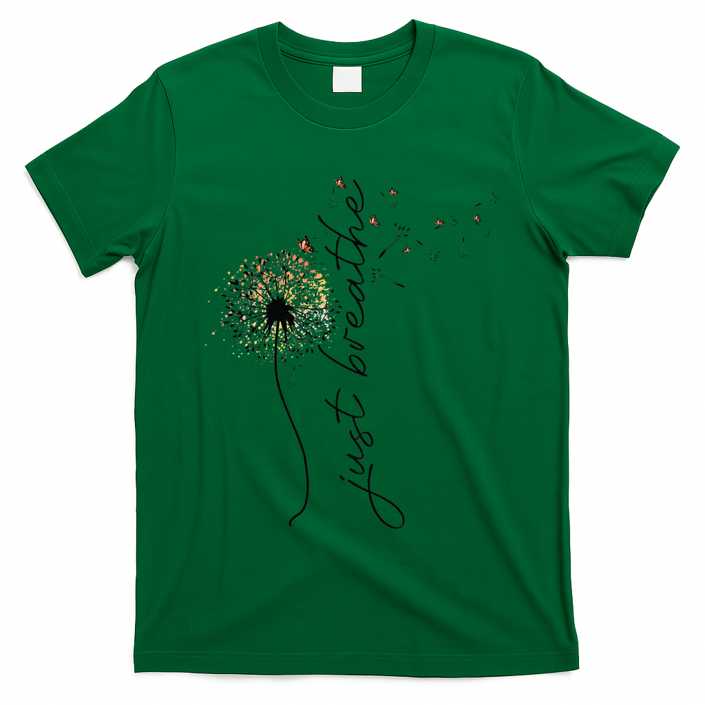 Just Breathe Dandelion And Buterflies Summer Top T-Shirt