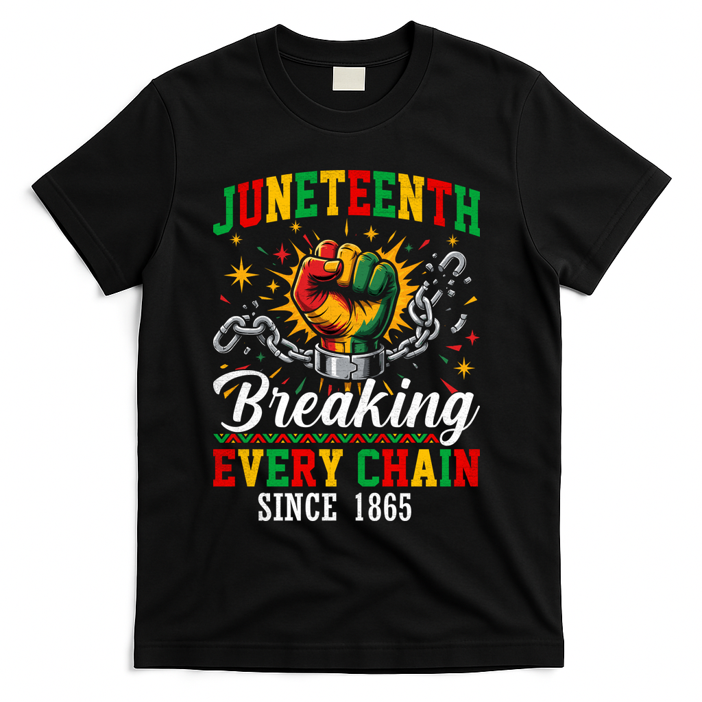 Juneteenth Breaking Every Chain Black History T-Shirt - Black