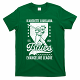 Jeanerette Blues Louisiana Vintage Baseball Team T-Shirt - Green